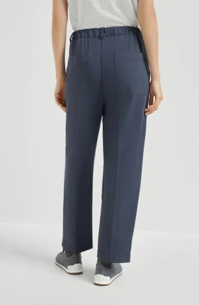 Brunello Cucinelli Stretch-cotton Cropped Trousers In Blue