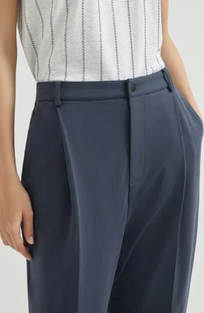 Brunello Cucinelli Stretch-cotton Cropped Trousers In Blue