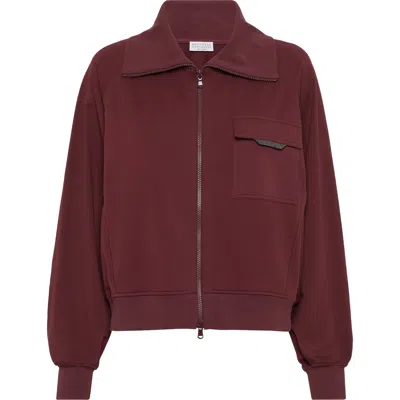 Brunello Cucinelli Lightweight French Terry Sweatshirt In Burgundy