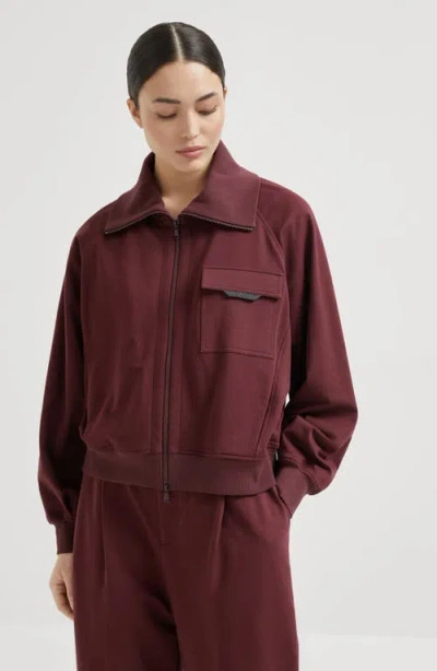 Brunello Cucinelli Lightweight French Terry Sweatshirt In Burgundy