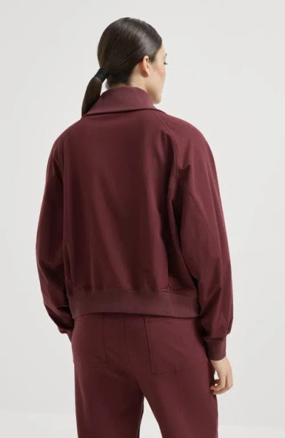 Brunello Cucinelli Lightweight French Terry Sweatshirt In Burgundy