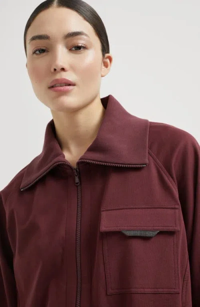 Brunello Cucinelli Lightweight French Terry Sweatshirt In Burgundy