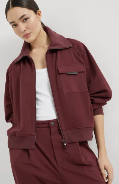 Brunello Cucinelli Lightweight French Terry Sweatshirt In Burgundy