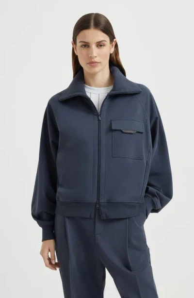Brunello Cucinelli Lightweight French Terry Sweatshirt In Gray