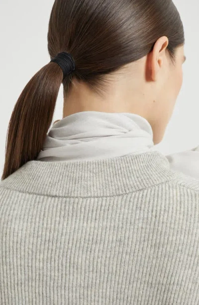 Brunello Cucinelli Cashmere Sweater With Blouse In Gray