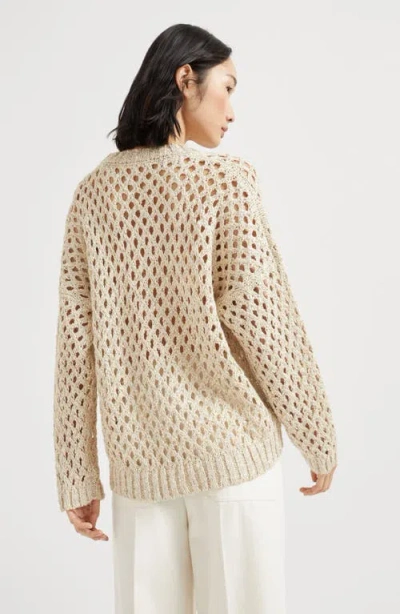 Brunello Cucinelli 'rustic Dazzling Net' Sweater In Neutral