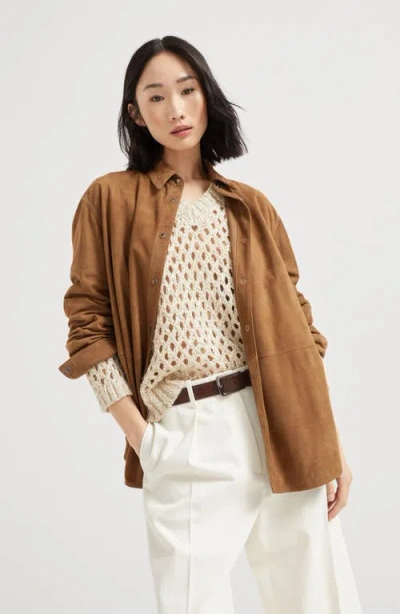 Brunello Cucinelli 'rustic Dazzling Net' Sweater In Neutral