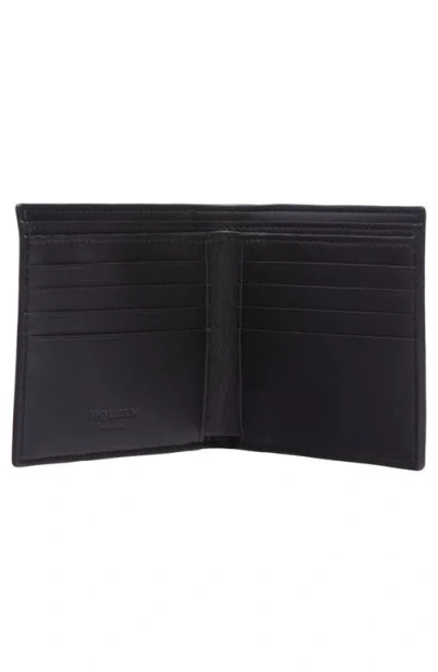 Alexander Mcqueen Bifold Wallet In Smooth Calf Leather With Logo Print In Black
