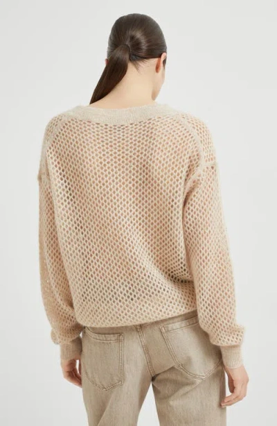 Brunello Cucinelli Dazzling Mesh Sweater In Neutral