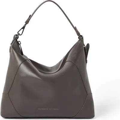 Brunello Cucinelli Leather Bc Duo Shoulder Bag In Brown