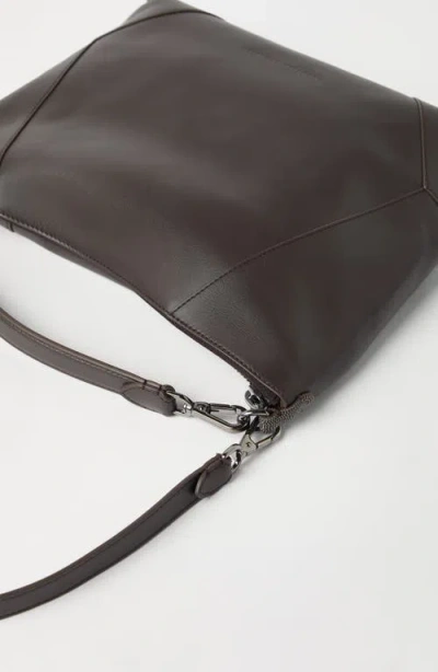 Brunello Cucinelli Leather Bc Duo Shoulder Bag In Brown