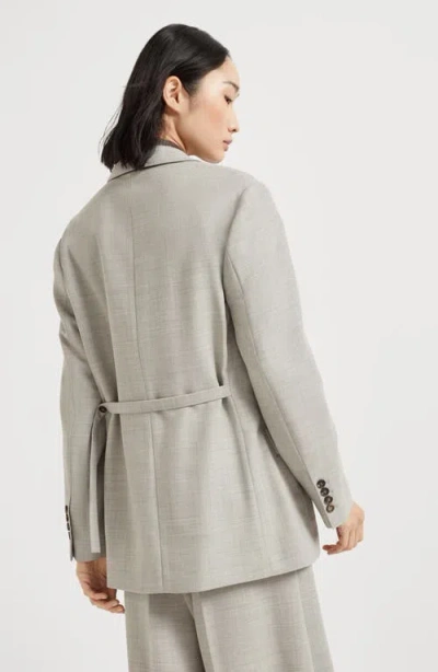 Brunello Cucinelli Fluid Twill Blazer With Monili In Neutral