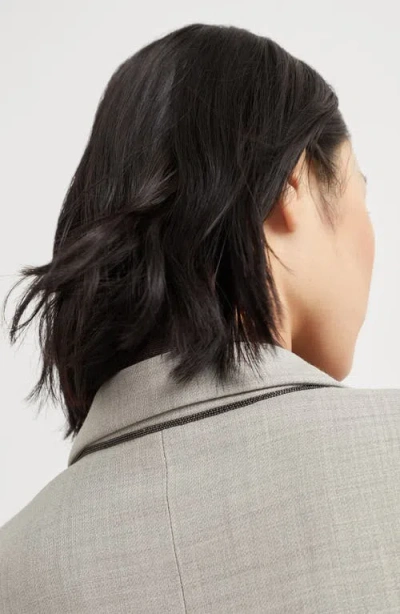 Brunello Cucinelli Fluid Twill Blazer With Monili In Neutral
