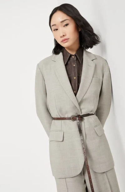 Brunello Cucinelli Fluid Twill Blazer With Monili In Neutral