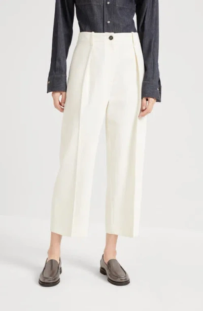 Brunello Cucinelli Pleated Chino Trousers In White