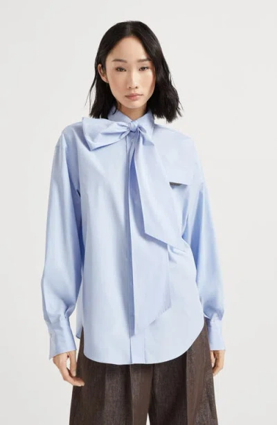 Brunello Cucinelli Long Sleeve Collared Shirt With Bow Detail