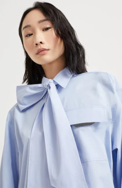 Brunello Cucinelli Long Sleeve Collared Shirt With Bow Detail