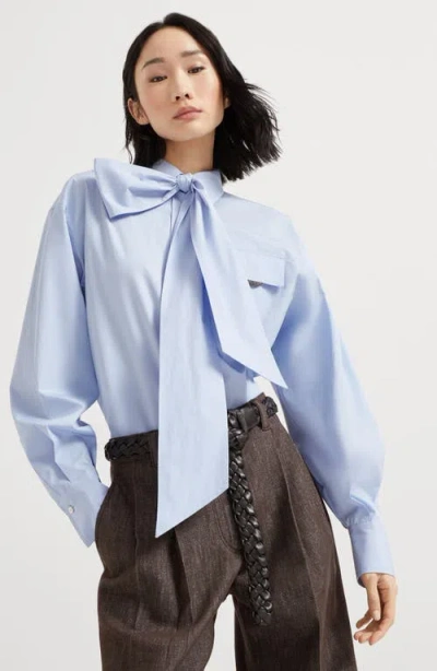 Brunello Cucinelli Long Sleeve Collared Shirt With Bow Detail
