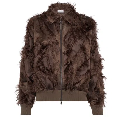 Brunello Cucinelli Feather-trimmed Bomber Jacket