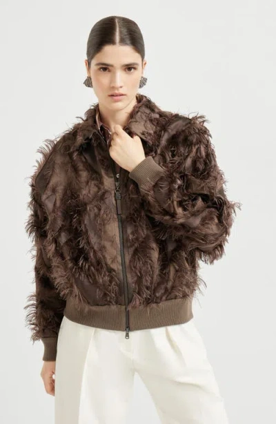 Brunello Cucinelli Feather-trimmed Bomber Jacket