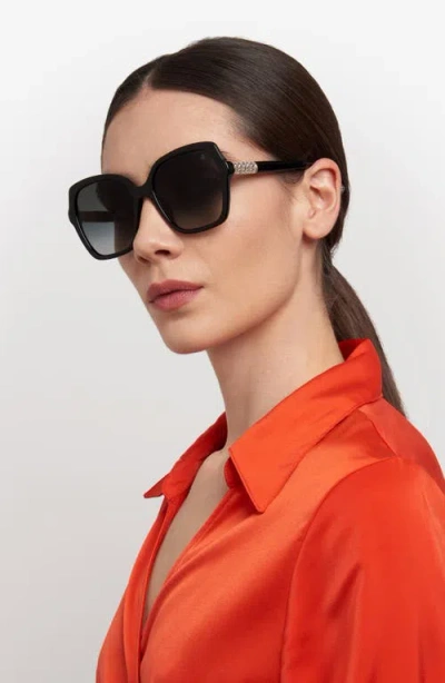 Stuart Weitzman 56mm Gradient Square Sunglasses In Black