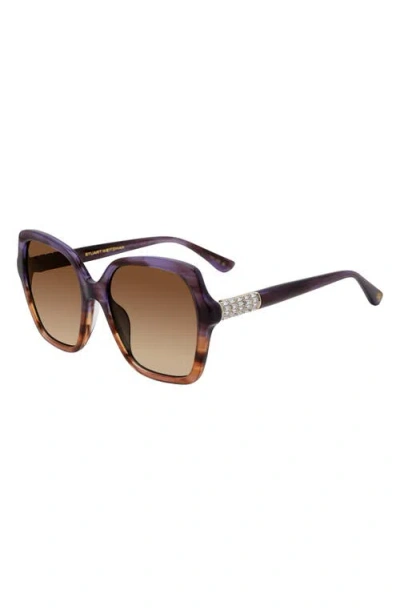 Stuart Weitzman 56mm Gradient Square Sunglasses In Brown
