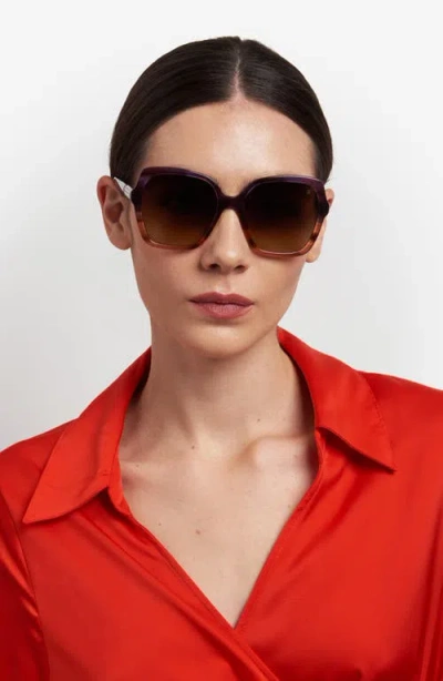 Stuart Weitzman 56mm Gradient Square Sunglasses In Brown