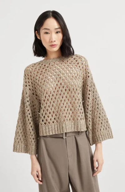 Brunello Cucinelli Dazzling Net Sweater In Neutral