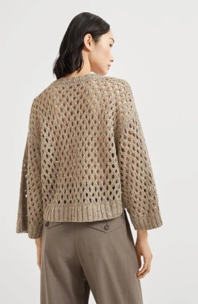 Brunello Cucinelli Dazzling Net Sweater In Neutral