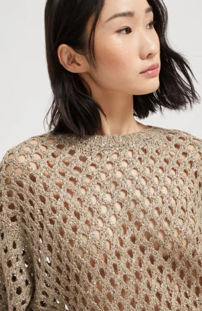 Brunello Cucinelli Dazzling Net Sweater In Neutral