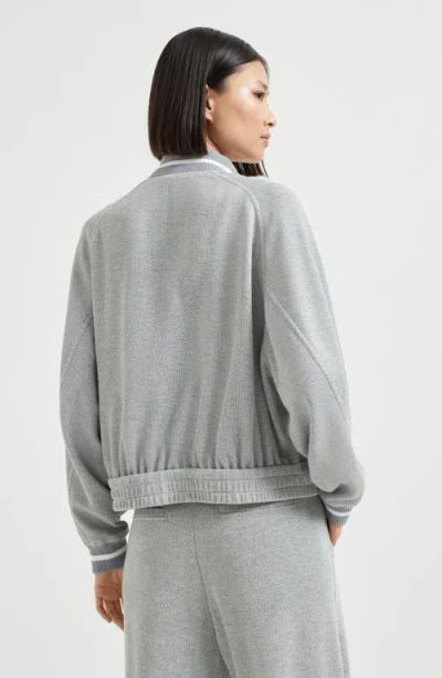 Brunello Cucinelli Cotton-blend Bomber Jacket In Gray