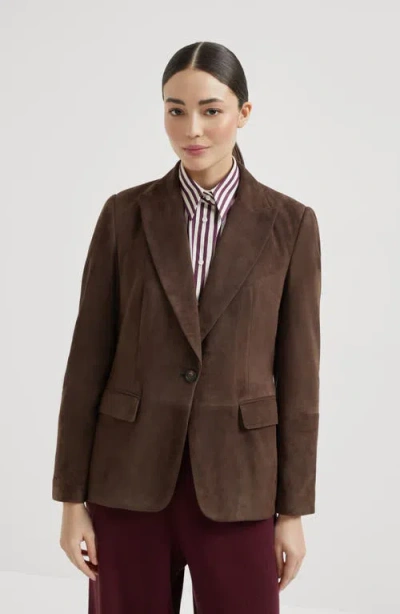 Brunello Cucinelli Suede Blazer In Brown