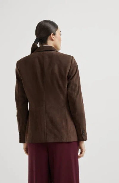 Brunello Cucinelli Suede Blazer In Brown