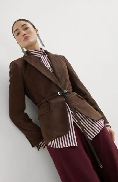 Brunello Cucinelli Suede Blazer In Brown
