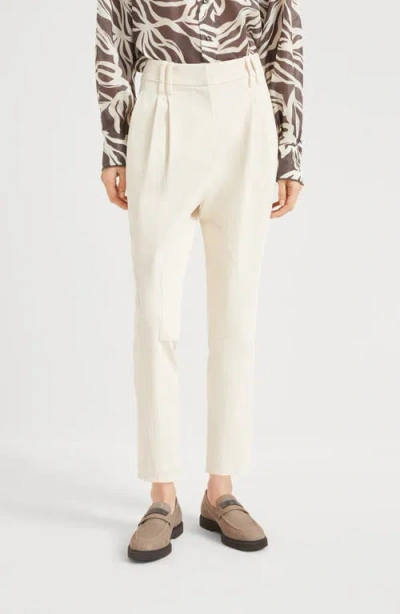 Brunello Cucinelli Tailored High-waist Pants With Subtle Pleats In Neutral