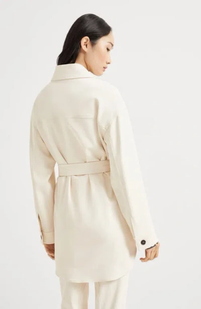 Brunello Cucinelli Twill Blazer With Monili In Neutral