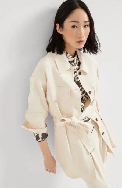 Brunello Cucinelli Twill Blazer With Monili In Neutral