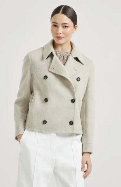 Brunello Cucinelli Hand-finished Caban Jacket In Gray