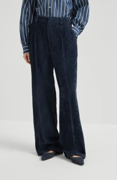 Brunello Cucinelli Wide-leg Trousers With Pleated Front And Tailored Silhouette In Black