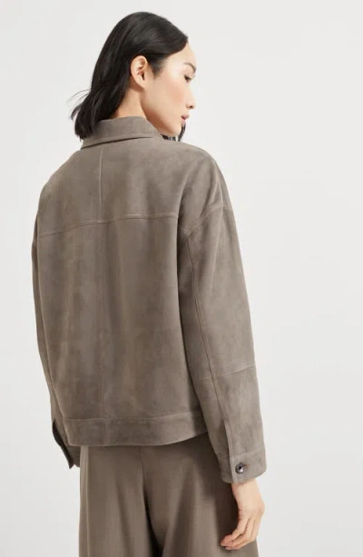 Brunello Cucinelli Couture Suede Jacket In Gray