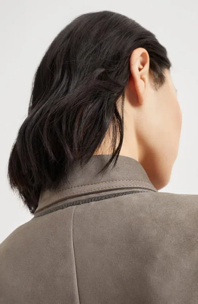 Brunello Cucinelli Couture Suede Jacket In Gray