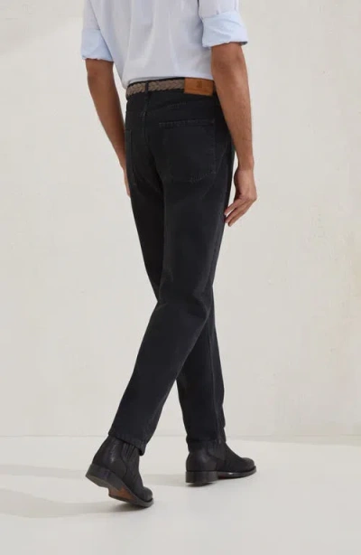 Brunello Cucinelli Garment-dyed Denim Trousers In Black