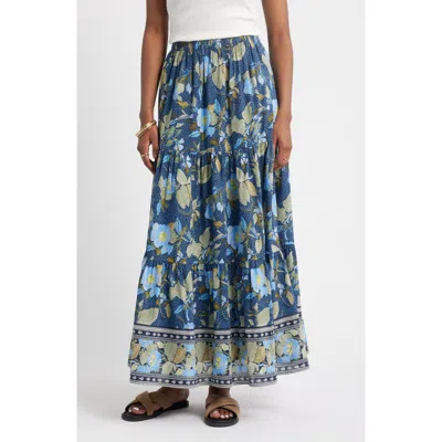 Treasure & Bond Print Tiered Maxi Skirt In Green