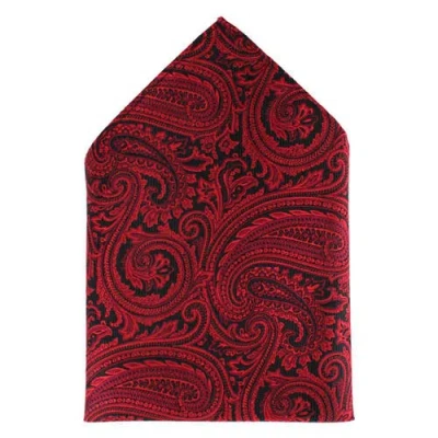 Trafalgar Sobee Paisley Silk Pocket Square In Red