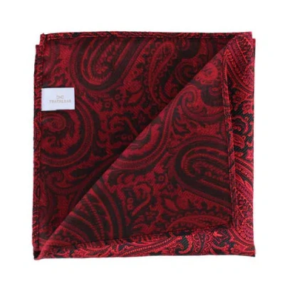 Trafalgar Sobee Paisley Silk Pocket Square In Red