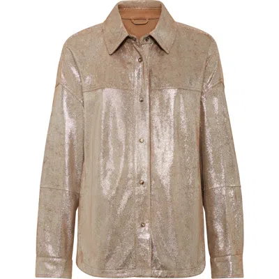Brunello Cucinelli Oversize Leather Shirt In Gold