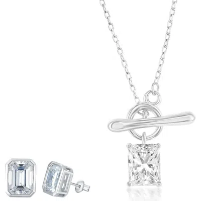 Donatello Gian Toggle Necklace And Studs Set In Metallic