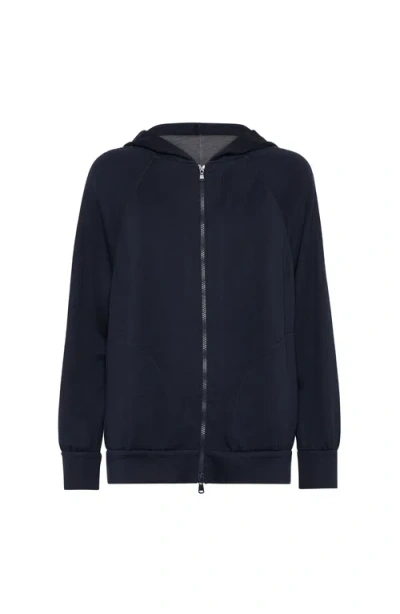 Brunello Cucinelli Hooded Sweatshirt With Side Stripe Detail In Black