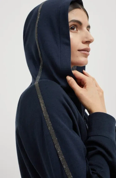 Brunello Cucinelli Hooded Sweatshirt With Side Stripe Detail In Black