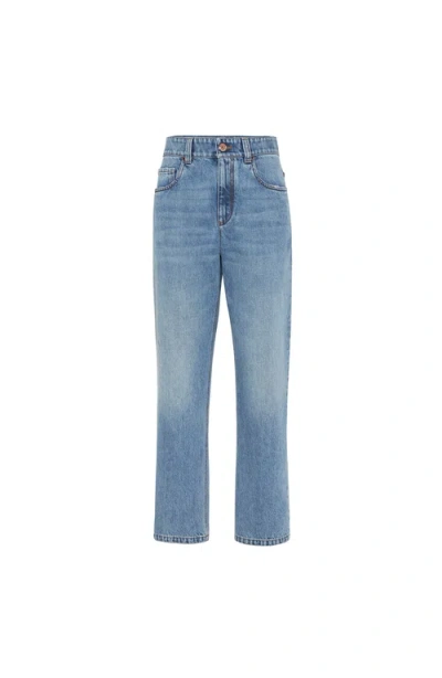 Brunello Cucinelli Retro Five-pocket Trousers In Blue